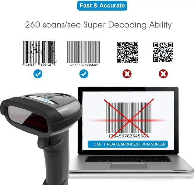 Alt view image 4 of 6 - NETUM Wireless Barcode Scanner, 2 in 1 2.4G Wireless & USB Wired 1D Laser Barcode Reader Handheld Bar Code Reader Cordless Rechargeable Bar Code Scanner for Computer MAC Laptop