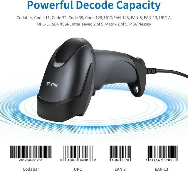 Alt view image 4 of 7 - NETUM USB Laser Barcode Scanner, Handheld 1D Wired Bar Code Scanner Scanning UPC EAN Reader Gun Retails for Supermarket, Convenience Store, Warehouse