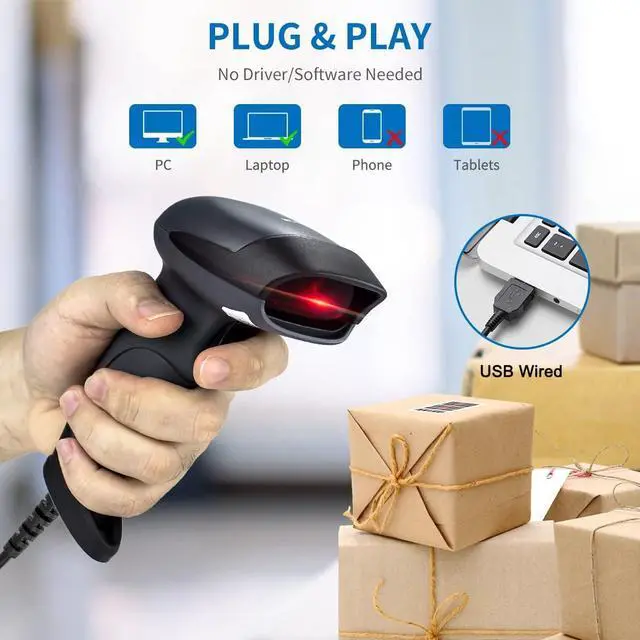 Alt view image 2 of 7 - NETUM USB Laser Barcode Scanner, Handheld 1D Wired Bar Code Scanner Scanning UPC EAN Reader Gun Retails for Supermarket, Convenience Store, Warehouse