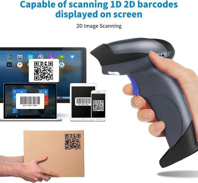 Alt view image 5 of 7 - NETUM Wireless 2D QR Barcode Scanner Bluetooth with Stand, 3 in 1 Automatic Bar Code Imager Reader Handhold Scanner Gun Compatible for Laptops, Computers, Cashier, POS