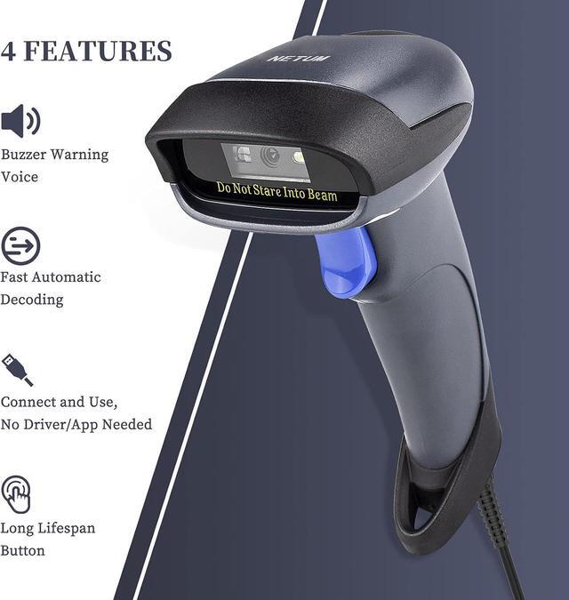 Alt view image 2 of 6 - NETUM 2D Barcode Scanner with Stand USB 2.0 Wired QR Code Imager Automatic Barcode Reader Handhold Scanner Gun with USB Cable for Laptops, Computers, Cashier, POS