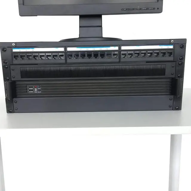 Alt view image 6 of 7 - 4U Wall Mount Patch Panel Bracket with Top Cover- 12 inch Deep - 19" Patch Panel Rack for Shallow Network Equipment- 44lbs Capacity (JCM-OWMC4U)