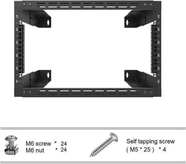 Alt view image 3 of 7 - 6U Wall Mount Rack- 19 Inch Vented Server Rack Open Frame Bracket for AV, IT, Networking Equipments 13"-18" Adjustable Depth Black (6UVented)