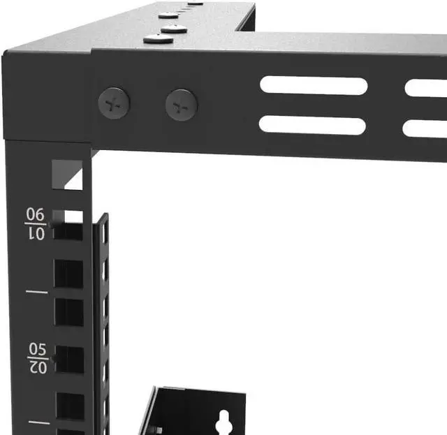 Alt view image 7 of 7 - 6U Wall Mount Rack- 19 Inch Vented Server Rack Open Frame Bracket for AV, IT, Networking Equipments 13"-18" Adjustable Depth Black (6UVented)