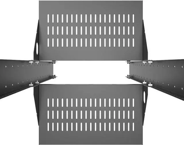 Alt view image 5 of 7 - 2U Cantilever Server Shelf Rack Mount-19 Inch 2 Piece Set Center Weighted for AV/Data Equipment Enclosure (2U2PC10V, black)