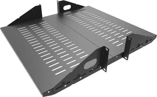 Main image of 2U Cantilever Server Shelf Rack Mount-19 Inch 2 Piece Set Center Weighted for AV/Data Equipment Enclosure (2U2PC10V, black)