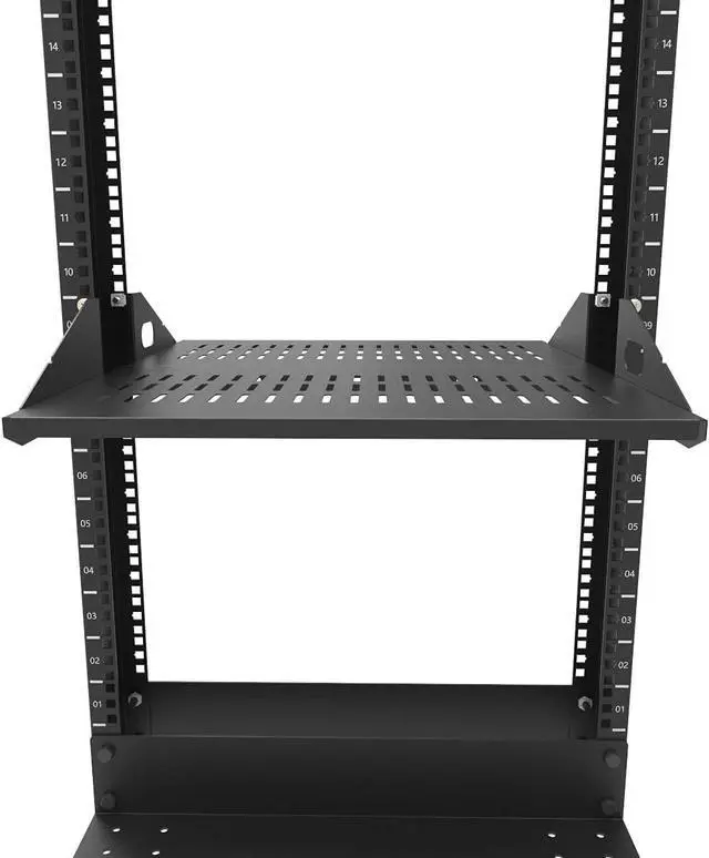 Alt view image 7 of 7 - 2U Cantilever Server Shelf Rack Mount-19 Inch 2 Piece Set Center Weighted for AV/Data Equipment Enclosure (2U2PC10V, black)
