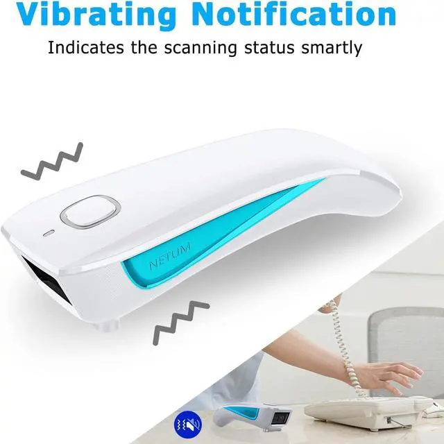 Alt view image 4 of 7 - NETUM Upgraded Mini Wireless QR Barcode Scanner, 3 in 1 Bluetooth Portable Pocket Small 1D 2D Bar Code Reader, Automatic Fast, Precise scanning for POS, C850 White