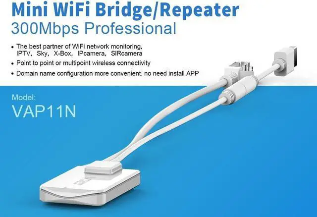 Alt view image 2 of 6 - 2.4GHz Mini WiFi Bridge Ethernet/WLAN to LAN Adapter/WLAN Repeater 300Mbps 802.11b/g/n for Network Devices That Need WiFi Connection with Access Point Function