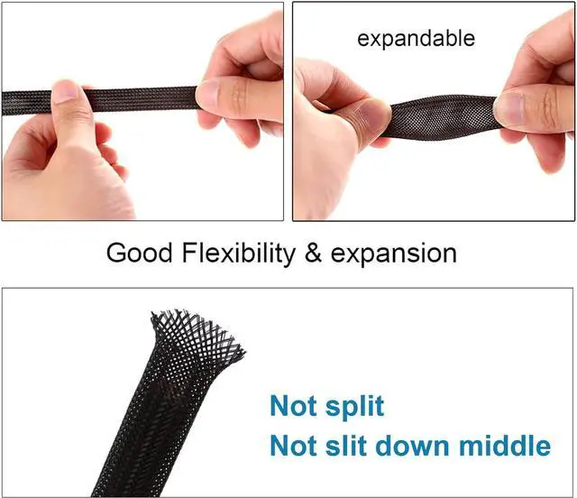 Alt view image 5 of 5 - 100ft - 3/8 inch Cable Sleeve PET Expandable Braided Sleeving  Black