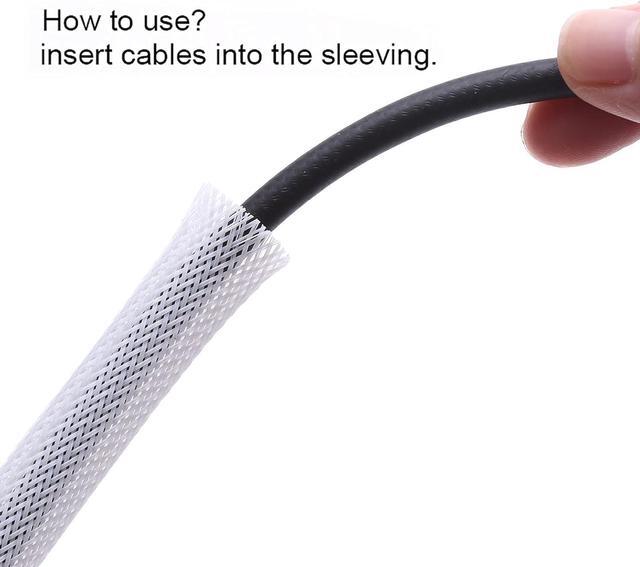 Alt view image 5 of 5 - 100ft - 3/8 inch Cable Sleeve PET Expandable Braided Sleeving  White