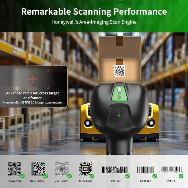 Alt view image 2 of 7 - NETUM Rugged Wireless QR Code Scanner with Honeywell's Area-imaging Scan Engine, Bluetooth 2D 1D Bar Code Reader 2600mAh Drop Protection Shock Dust Proof for Windows Mac Android iOS (NT-1900)