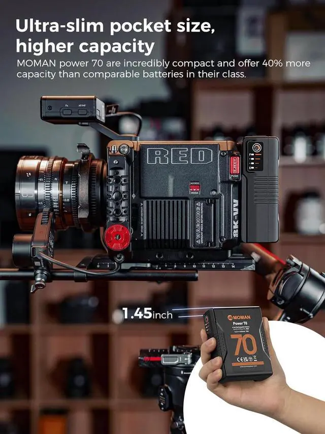 Alt view image 4 of 7 - V Mount Battery, 70wh 4600mAh Power 70 V-Lock Battery 14.4V with D-TAP USB-C Outputs for BMPCC 4k 6k Camcorders Cameras LED Lights, V-Mount-Battery-Dtap-Mini