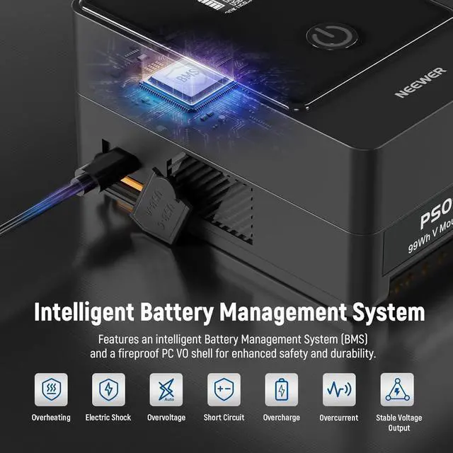 Alt view image 6 of 7 - Mini V Mount Battery 6800mAh 99Wh 14.5V, Mini V Lock Battery with 65W PD Type C/D Tap/BP/USB A/Dual DC Port/OLED Display for Video Camera Camcorder Compatible with SmallRig BMPCC 4k 6k, PS099E