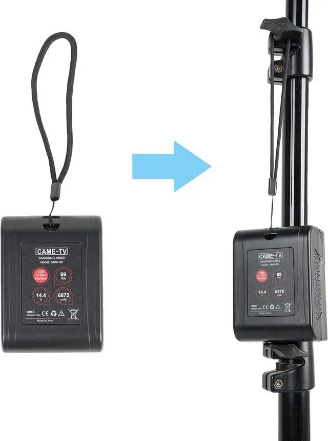 Alt view image 5 of 6 - 6875mAh Mini-99 V-Mount Battery 99Wh D-Tap 14.4V 15A and USB 5V 2.1A Compatible with BMPCC 4K / 6K, FX6, ZCAM-E2, a7s, Komodo Cameras