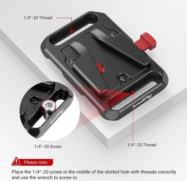 Alt view image 3 of 7 - Mini V Mount Battery Plate, V-Lock Mount Battery Plate with 1/4"-20 Threads - 2987