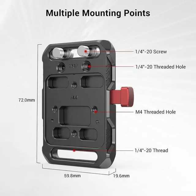 Alt view image 2 of 7 - Mini V Mount Battery Plate, V-Lock Mount Battery Plate with 1/4"-20 Threads - 2987