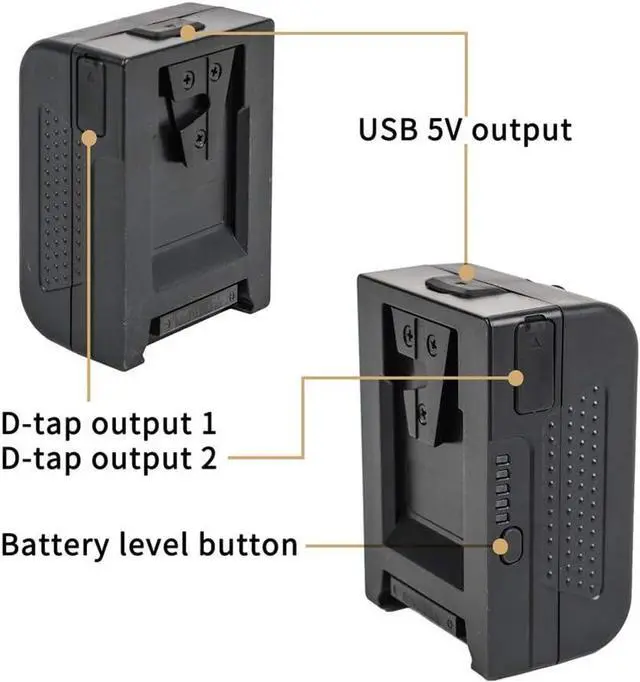 Alt view image 4 of 7 - Mini V Mount Battery 99Wh 6875mAh 15A Draw Rechargeable V-Mount with 2 D-TAP & 1 USB for Blackmagic BMPCC 4k/6K Pro/Sony FX6/Red Komodo/Canon C70/Z cam E2,Video Lights,Monitors