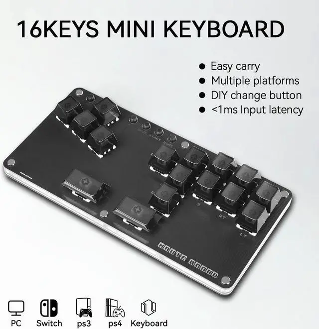 Alt view image 3 of 7 - Mini All-Button Arcade Stick, Leverless Arcade Controller with DIY RGB & Turbo Functions, Compatible with PC/Ps3/Ps4/Switch/Steam Deck, Supports Hot Swap & SOCD