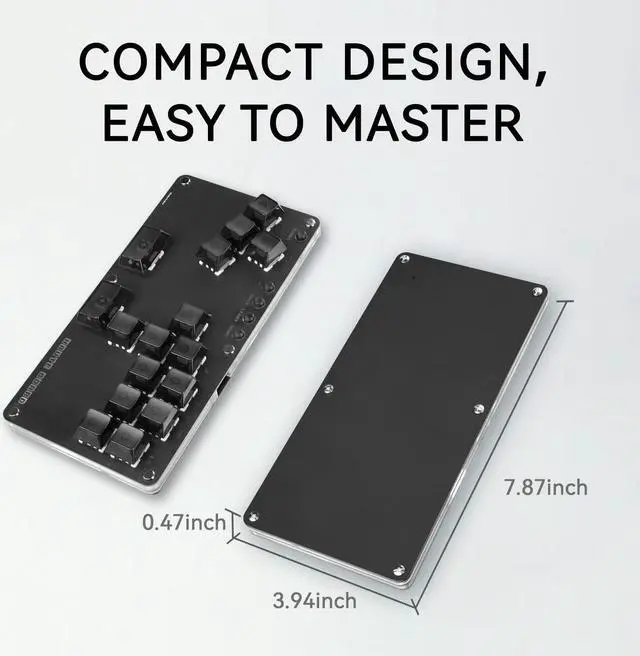 Alt view image 5 of 7 - Mini All-Button Arcade Stick, Leverless Arcade Controller with DIY RGB & Turbo Functions, Compatible with PC/Ps3/Ps4/Switch/Steam Deck, Supports Hot Swap & SOCD