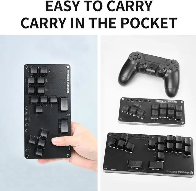 Alt view image 6 of 7 - Mini All-Button Arcade Stick, Leverless Arcade Controller with DIY RGB & Turbo Functions, Compatible with PC/Ps3/Ps4/Switch/Steam Deck, Supports Hot Swap & SOCD