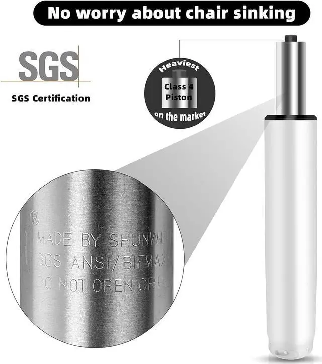 Alt view image 5 of 7 - Office Chair Cylinder Replacement,Heavy Duty Gas Lift Cylinder for Office Desk Chairs/Gaming Chair,Gas Lift Hydraulic/Pneumatic Piston, Universal Size (Premium White)