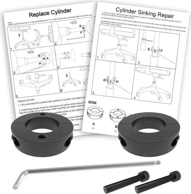Alt view image 4 of 7 - Gas Lift Cylinder Removal Tools 28mm/1.1-Inch, Removal Tools Sets for Replace Office Chair Cylinder, Fix Sinking Office Chair Stainless Steel Chair Saver for Stop Sinking - 2 Pieces
