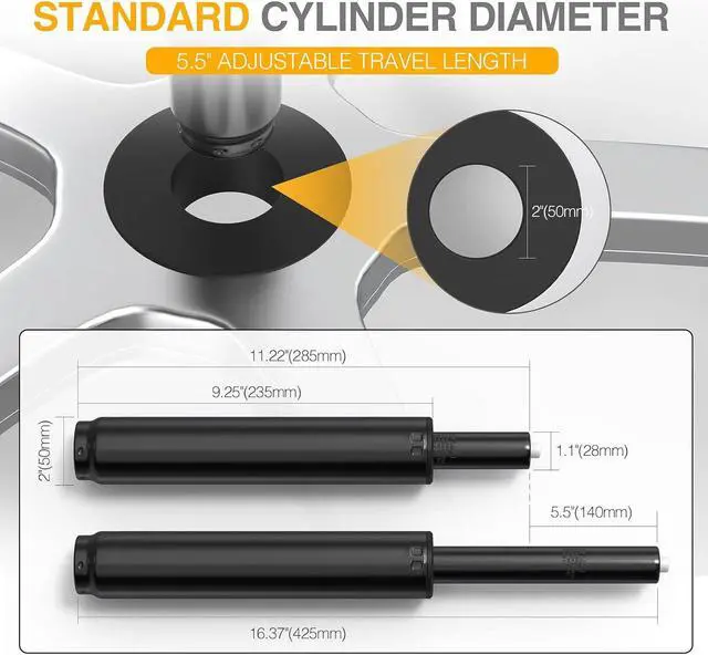 Alt view image 3 of 7 - Office Chair Cylinder Replacement,Heavy-Duty Gas Lift Cylinder Fits Most Chairs,Highest End Class 4 Hydraulic Pneumatic Piston, Universal Size