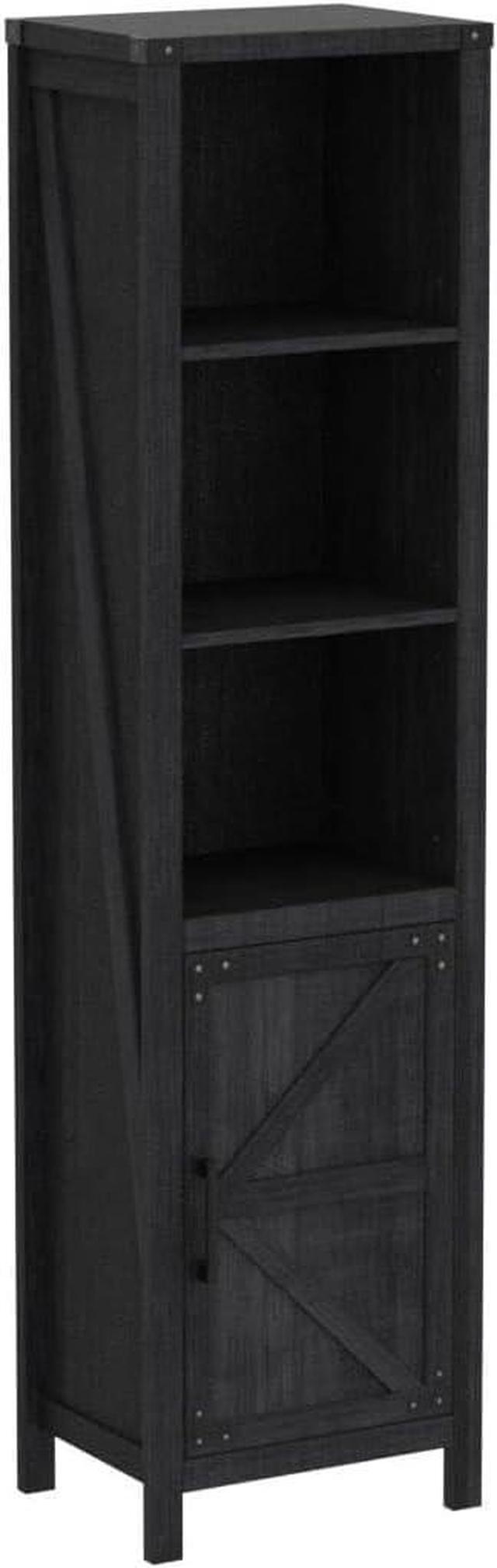 Main image of Narrow Storage Cabinet, 5 Shelf Bookshelf, Bookcace, Pantry Cabinet, Farmhouse Storage Cabinet with Doors and Adjustable Shelves for Living Room, Bedroom, Kitchen (Black)