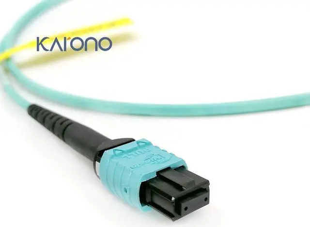 Alt view image 4 of 5 - MPO to MPO Cable, 7M (23ft) OM3 Multimode Fiber Optic Cable, 8F Type-B, LSZH, 50/125µm MMF, 40G Networks, Low Insertion Loss, MPO Fiber Patch Cord MTP Compatible, Aqua