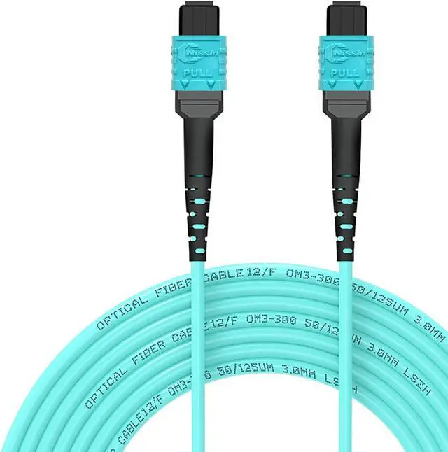 Alt view image 4 of 6 - MPO-MPO Fiber Optic Patch Cable, TYPE B OM3 33 ft (10M) Multimode Fiber, 8 Cores Fiber for QSFP+Transceivers MTP Compatible Cabling System, Patch Panel Cabinet, FTTH, EPON Application, Aqua