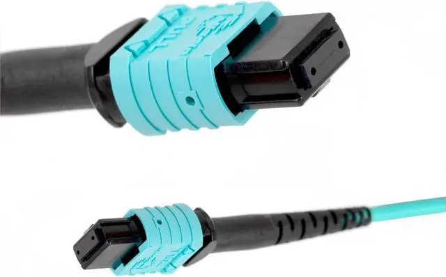 Alt view image 3 of 6 - MPO-MPO Fiber Optic Patch Cable, TYPE B OM3 33 ft (10M) Multimode Fiber, 8 Cores Fiber for QSFP+Transceivers MTP Compatible Cabling System, Patch Panel Cabinet, FTTH, EPON Application, Aqua