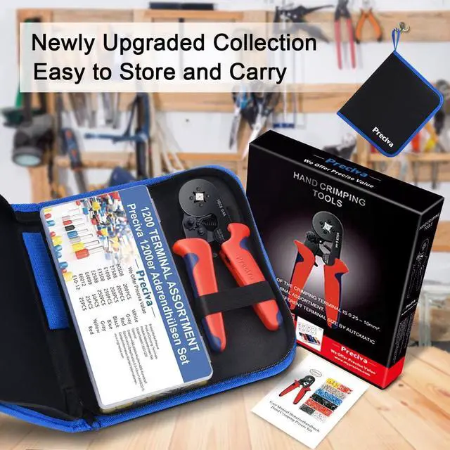 Alt view image 2 of 6 - Ferrule Crimping Tool Kit, AWG23-7 Self-adjustable Ratchet Wire Crimping Tool Kit Crimper Plier Set with 1200PCS Wire Terminals Crimping Connectors Wire End Ferrules