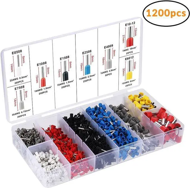 Alt view image 6 of 6 - Ferrule Crimping Tool Kit, AWG23-7 Self-adjustable Ratchet Wire Crimping Tool Kit Crimper Plier Set with 1200PCS Wire Terminals Crimping Connectors Wire End Ferrules