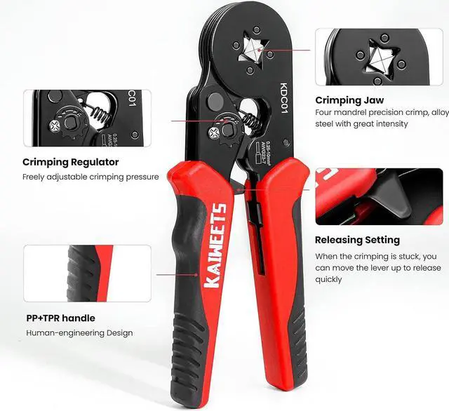 Alt view image 3 of 7 - Ferrule Crimping Tool Kit, AWG 23-7 Self-adjustable Wire Ferrule Crimper Plier Set with 1200pcs Wire Terminals Crimping Connectors Wire Ends Ferrules