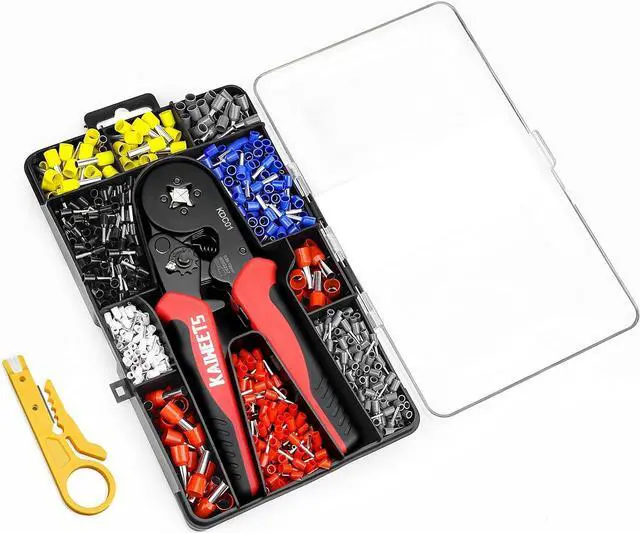 Alt view image 7 of 7 - Ferrule Crimping Tool Kit, AWG 23-7 Self-adjustable Wire Ferrule Crimper Plier Set with 1200pcs Wire Terminals Crimping Connectors Wire Ends Ferrules
