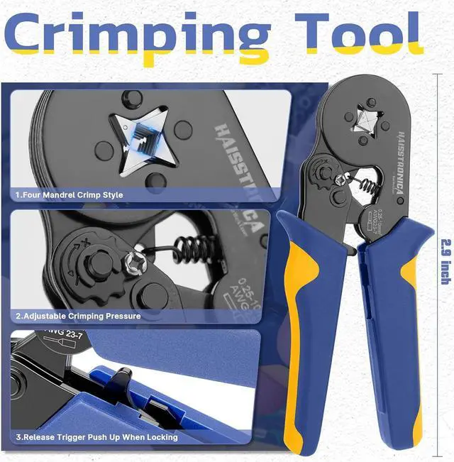 Alt view image 2 of 6 - Ferrule Crimping Tool Kit Black Wire Ferrules Crimper with 1200PCS Ferrule AWG 23-7 Wire End Ferrule Terminals