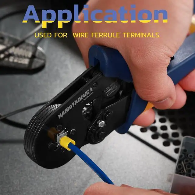 Alt view image 4 of 6 - Ferrule Crimping Tool Kit Black Wire Ferrules Crimper with 1200PCS Ferrule AWG 23-7 Wire End Ferrule Terminals