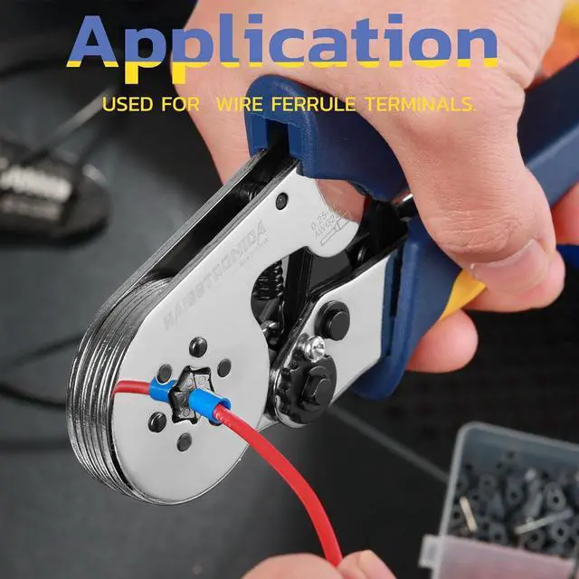 Alt view image 4 of 5 - Ferrule Crimping Tool Kit Wire Ferrules Crimper with 1200PCS Ferrule AWG 23-10 Wire End Ferrule Terminals