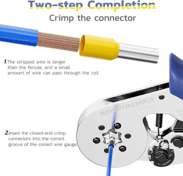 Alt view image 3 of 5 - Ferrule Crimping Tool Kit Wire Ferrules Crimper with 1200PCS Ferrule AWG 23-10 Wire End Ferrule Terminals