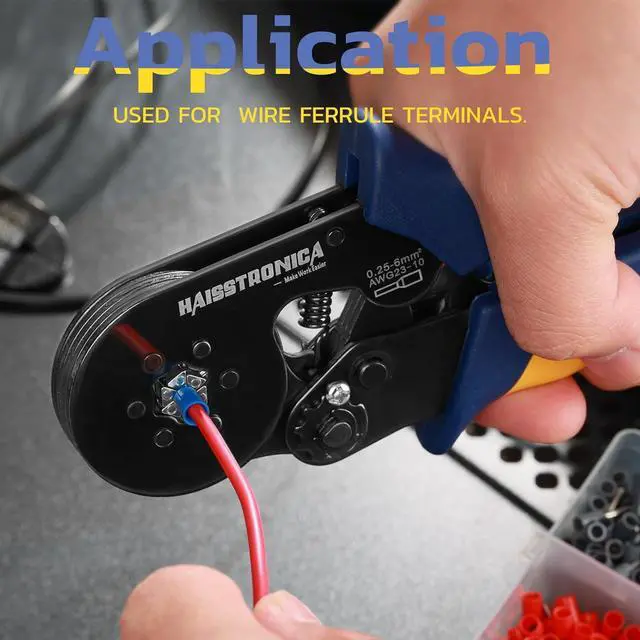 Alt view image 5 of 6 - Ferrule Crimping Tool Kit Black Wire Ferrules Crimper with 1200PCS Ferrule AWG 23-10 Wire End Ferrule Terminals