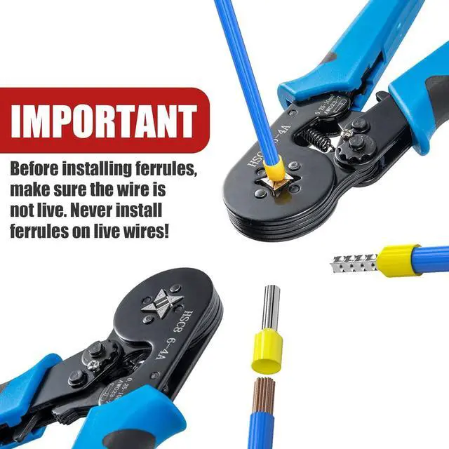 Alt view image 5 of 7 - Ferrule Crimping Tool Kit,  Wire Ferrule Kit with 1250PCS Wire End Ferrules & Crimper Plier, Self-adjustable Ratchet Tool Set for AWG 23-7 Electrical Wire Connectors, 0.25-10mm²