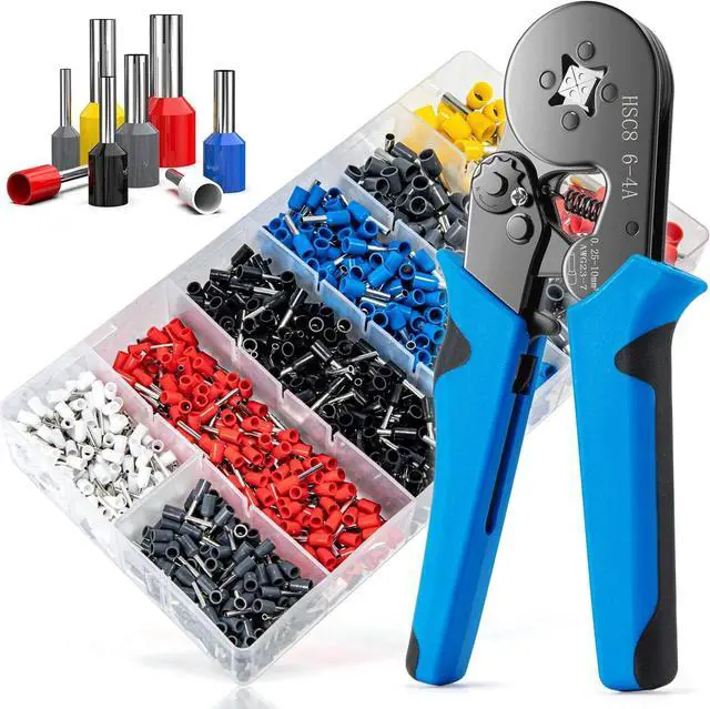 Main image of Ferrule Crimping Tool Kit,  Wire Ferrule Kit with 1250PCS Wire End Ferrules & Crimper Plier, Self-adjustable Ratchet Tool Set for AWG 23-7 Electrical Wire Connectors, 0.25-10mm²