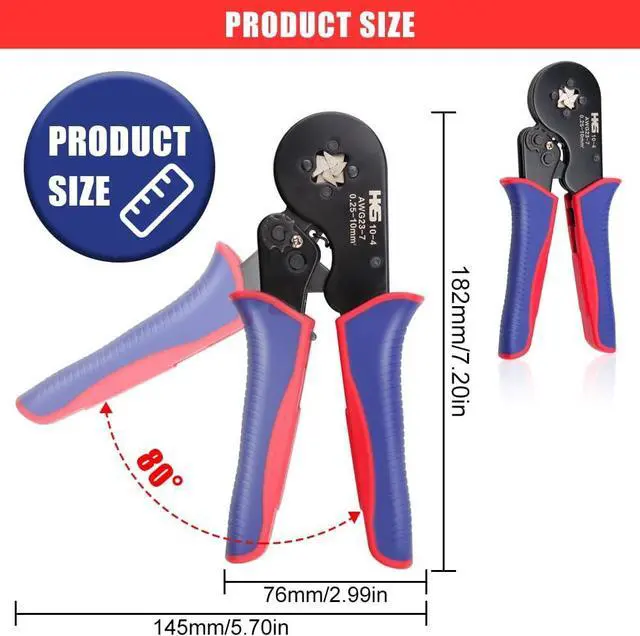 Alt view image 6 of 6 - Ferrule Crimping Tool Kit - Square Ferrule Crimper Plier (AWG 23-7) with Wire Stripper & 1900pcs Wire End-Sleeves Terminals Kit