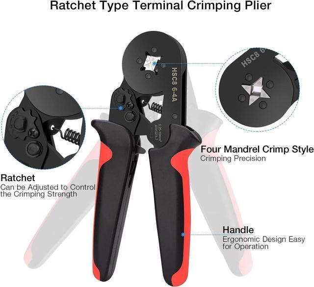 Alt view image 3 of 7 - Ferrule Crimping Tools Wire Pliers - 1800 PCS Wire Ferrules with Crimpers Pliers Kit for Electricians, Adjustable Ratchet Tools with Terminals Connectors AWG 28-7, 0.08-10mm²