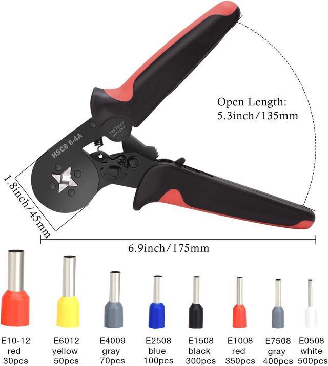 Alt view image 2 of 7 - Ferrule Crimping Tools Wire Pliers - 1800 PCS Wire Ferrules with Crimpers Pliers Kit for Electricians, Adjustable Ratchet Tools with Terminals Connectors AWG 28-7, 0.08-10mm²