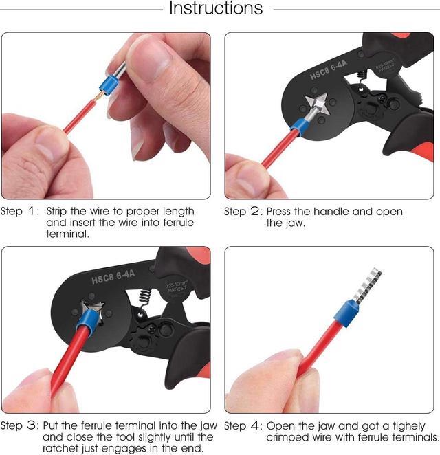 Alt view image 4 of 7 - Ferrule Crimping Tools Wire Pliers - 1800 PCS Wire Ferrules with Crimpers Pliers Kit for Electricians, Adjustable Ratchet Tools with Terminals Connectors AWG 28-7, 0.08-10mm²