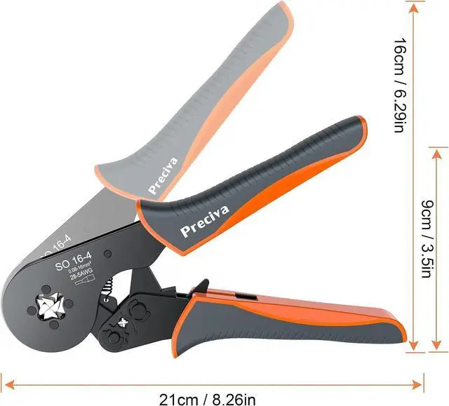 Alt view image 6 of 7 - Ferrule Crimping Tool Kit, 16-4 Square Crimping Tools, Ratchet Jaw Wire Crimping Pliers AWG 28-5 (0.08-16mm²) with 1200 Terminal Connector Sleeves