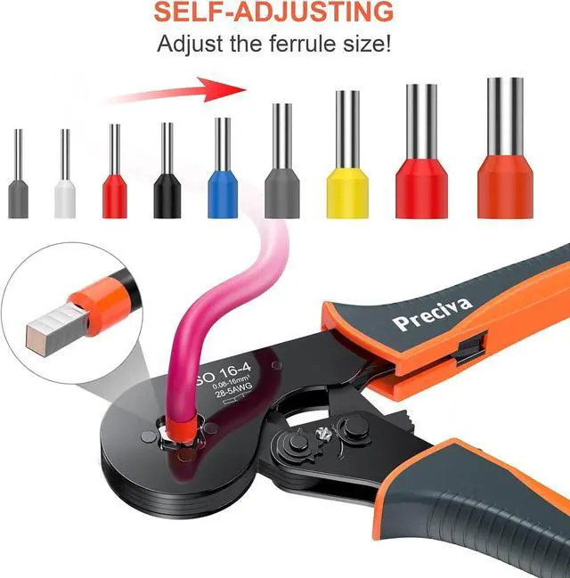 Alt view image 3 of 7 - Ferrule Crimping Tool Kit, 16-4 Square Crimping Tools, Ratchet Jaw Wire Crimping Pliers AWG 28-5 (0.08-16mm²) with 1200 Terminal Connector Sleeves