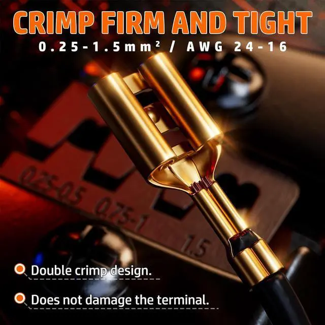 Alt view image 5 of 7 - Open Terminal Connector Crimping Tool Kit, Crimper AWG 24-14 for 0.11", 3/16", 1/4" Male Female Non-Insulated Quick Splice Wire Spade Connector Crimp Terminal - Quick Disconnect Terminal